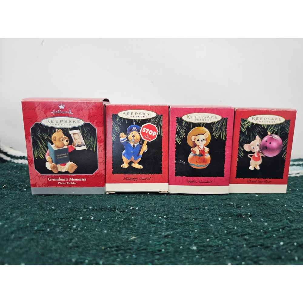 Vintage Hallmark Keepsake Ornament Lot 1994-1998 Bear Dog Chihuahua Mouse 4pc